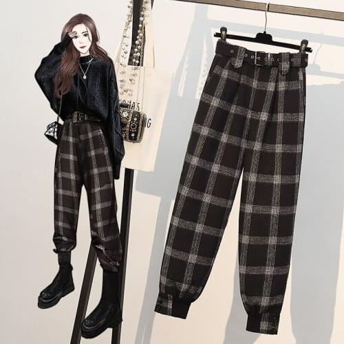 KEYURAN Women's Plaid Trousers
