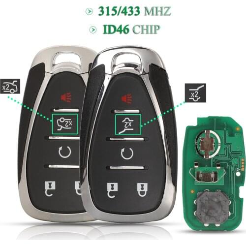 Bilchave 5 Buttons For Chevrolet Malibu XL Equinox Orlando Tracker FOB 315Mhz/433MHz ID46 Chip Smart Remote Car Key Replacement