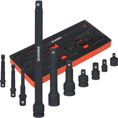 10Pc Drive Impact Extension Bar&Adapter Set Includes Extension Bar(3/5/10 Inch) Power Drill Adapter Impact Driver Socket Adapter