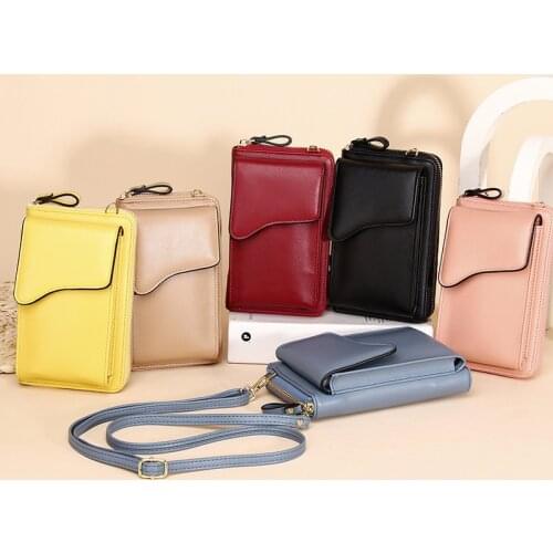 2021 creative new fashion Korean single shoulder messenger bag large capacity ladies long wallet pure color mobile phone bag