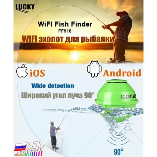 Lucky FF 916 WI FI fish finder Sonar Wireless WIFI 50 M Operation Range Rechargeable Lithuim Battery sonar Android IOS