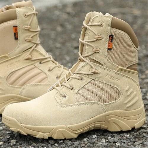 2020 Men Military Tactical Boots Winter Leather Special Force Desert Ankle Combat Boots Male Snow Boots Army Footwear Big Size