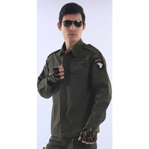 Mens Military 101 Airborne Shirts Casual Male long-sleeved Cotton Shirt US ARMY Tactical Camouflage Clothing Plus Size Tops