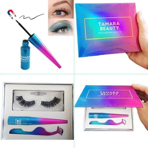 New Magnetic Liquid Eyeliner and Magnetic Eyelashes with Tweezers Waterproof and Durable Cosmetic Set
