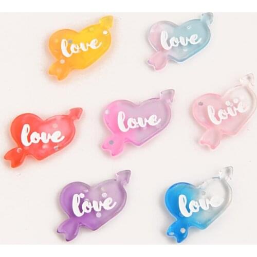 BOLIAO New 10Pcs 17*27mm Love Hit The Heart Resin Flatback Not Hole Childrens Toy Hair Accessories Decoration R401