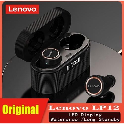 Original Lenovo LP12 TWS Wireless Earphone Bluetooth 5.0 Headphone Dual Stereo Noise Reduction Bass IPX5 Waterproof Long Standby