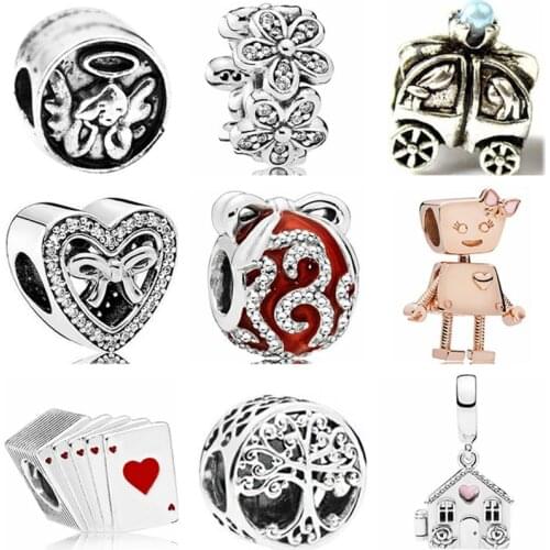 Punk Tribal Jewelry Silver Color Elephant Pine Cone Stars Robot Alloy Beads Fit Pandora Charms Bracelets for Women Vintage DIY