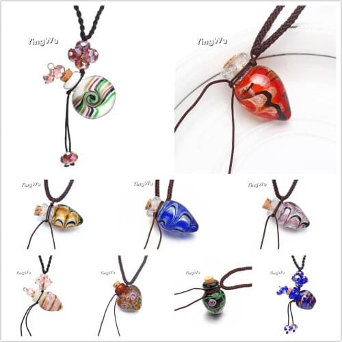 Yingwu Mix Diffuser Perfume pendant Refillable handmade Essential Oil Aromatherap Colored glaze Bottle drop Pendant Necklace