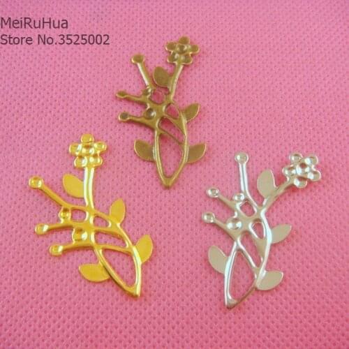 20 pieces / lot 25*40mm Metal Filigree flower Slice Charms base Setting Jewelry DIY Components Findings07760