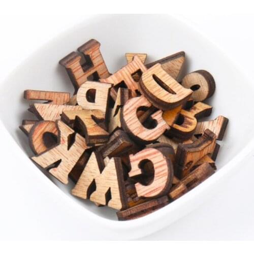 Natural Wooden Hollow A-Z Letter Shape Scrapbooking Craft For Embellishments Handmade DIY Handicraft Decoration 16mm 100pcs