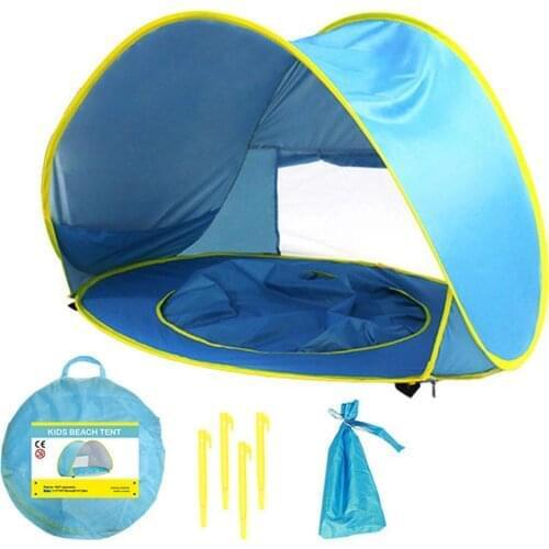 Pop Up Mini Baby Beach Pool Tent UV Protection 50+UPF Removable Portable Shade Pool Sun Shelter for Infant Humanized Design