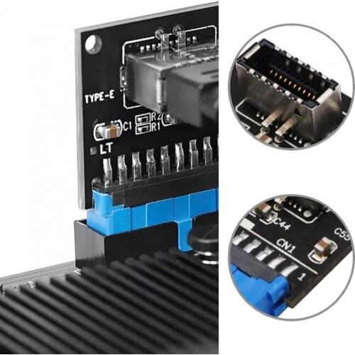 Practical USB3.0 19Pin to Type-E 20Pin Expansion Card Plug Play Extension Adapter Card High Strength for Desktop