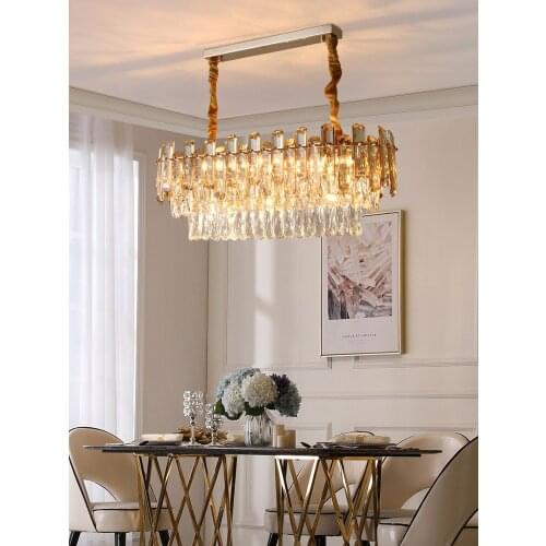 Luxury Crystal Chandelier For Dining Room Home Decor Led cristal Lamps Oval Design Kitchen Island Hanging Lighting Fixture