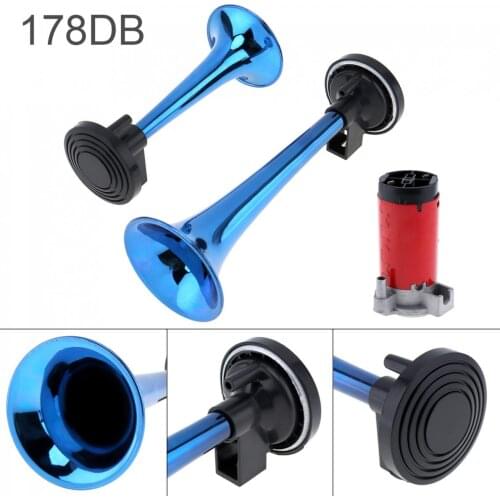 12V 178dB Super Loud Dual Tone Auto Car Air Horn Set Heavy Duty Trumpet Compressor for Automobile Motorcycle Boat Truck