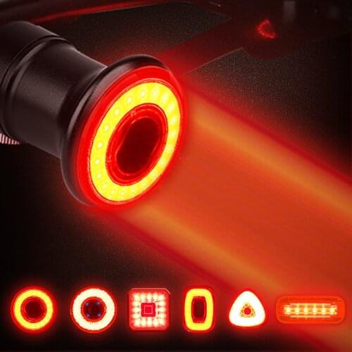 Smart Rear Light Bicycle Auto Start/Stop Brake Sensing IP65 Waterproof USB Rechargeable Cycling Taillight Bike LED Light