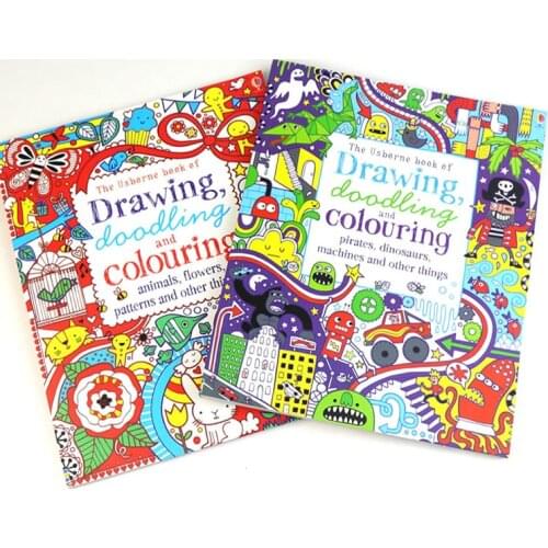Usborne Drawing Doodling and Colouring English Picture Book Early Education Creative Playing Books for boys and girls