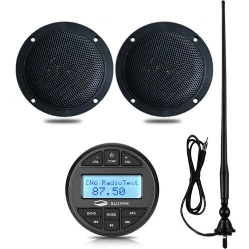 Waterproof Marine Stereo Audio Boat Radio Bluetooth Receiver Car MP3 Player+4inch Marine Speaker+FM Antenna For RV ATV Motorcycl