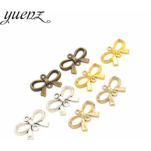 YuenZ 15 pcs 4 color Antique silver color Metal bow-knot Charms Pendants For Jewelry Making Diy Handmade Jewelry 22*15 N101
