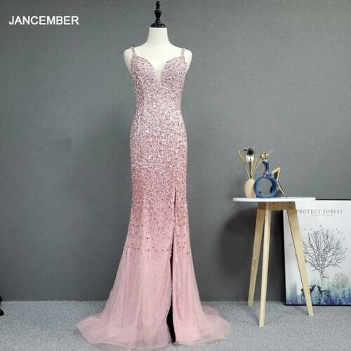 YY246 Beaded Evening Long Dress Sexy Suspender Evening Dress Banquet Skirt Toast Dress Catwalk Performance Host Dress