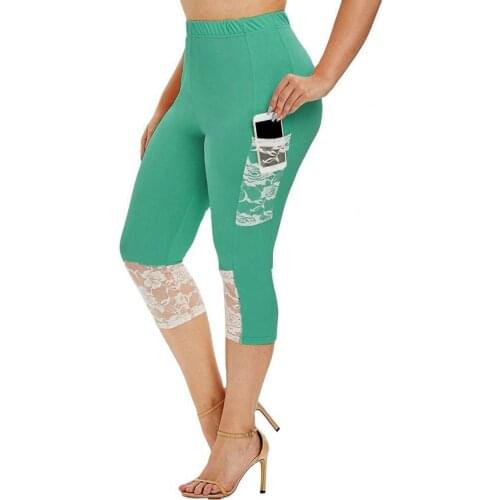 Women Solid Lace Casual Patchwork Elastic Waist Leggings Pants Leggings Sport Women Plus Size Fitness Pants Штаны Для Женщин