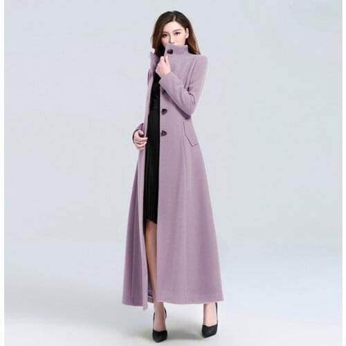 Plus size 2xl 3xl 2020 Women Plus Size Autumn Winter Cassic Woolen Maxi Long Coat Female Robe Outerwear