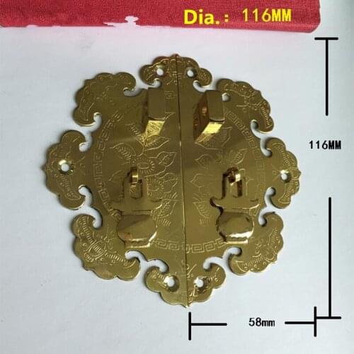 Brass Flower Pattern Drawer Cabinet Desk Box Door Pull Handle Knob Furniture Hardware,Yellow Color,116mm Dia.,1PC