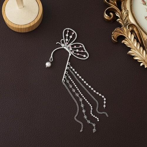 1PCS Korean New Fashion Jewelry Exquisite Light Luxury Copper Inlaid Zircon Exaggerated Butterfly Ear Bone Clip Female Earring