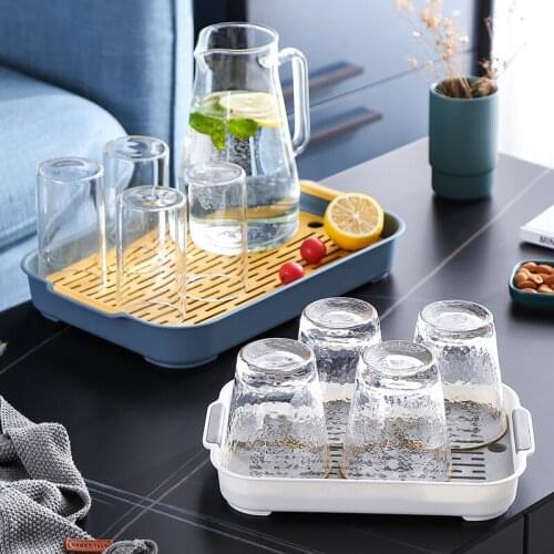 1Pc CutleryDish Drainer Storage Tray Household living room double-layer tray rectangular tea tray fruit tray creative meal tray
