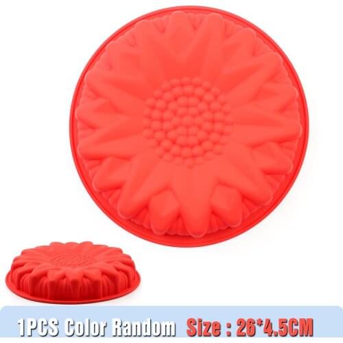 2019 Silicone cake Flower Pan Silicone Cake Mold chiffon Baking Tools Chiffon Cake Round Pizza Pan Large best new(Colors Random)