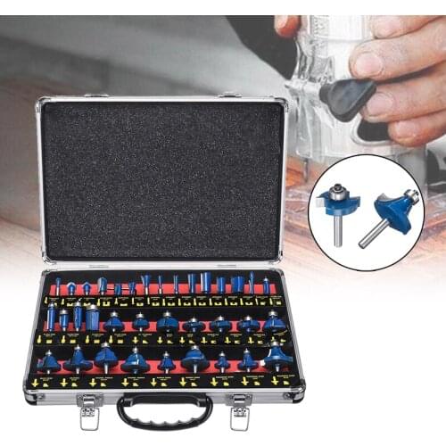 35PCS 1/4 Inch Wood Cutter Milling Shank Router Bit Set Trimming Machine Tool for Electric Trimmer Wood Work Cutting Kit