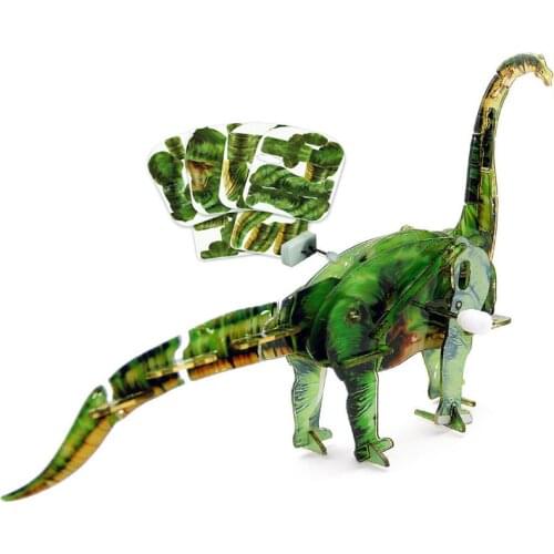 DIY Wind-up Dinosaur 3D Three-dimensional Jigsaw Puzzle Blocks Clockwork Decompression Assembly Toy Childrens Day Children