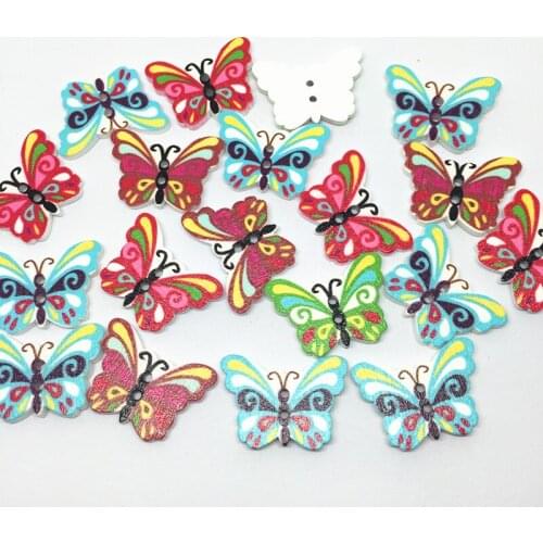 50pcs 17x24mm Butterfly Buttons 2 Holes Sewing DIY Wood Scrapbooking Accessories Embellishments