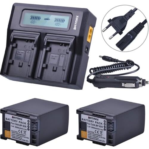 2PCS 2900mAh BP-828 BP828 Camera battery+LCD Rapid Dual Charger for Canon VIXIA HF G30, G40, XA20, and XA25 Camcorders Batteries