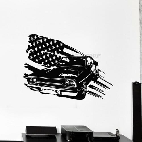 Car Wall Decal Auto USA American Flag Vinyl Window Stickers Cool Style Home Decor for Bedroom Man Cave Garage Art Mural 1529