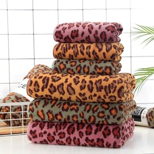 Leopard Print Microfiber Hand Hair Face Bath Towels for Adults Wash Cloth Soft Water Absorbent Coral Velvet Home Towels Bathroom