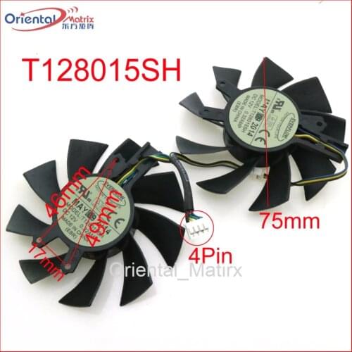 Free Shipping T128015SH 75mm 49*46*17mm 0.32AMP 4Pin For Hasee GM50Ti GTX750Ti GTX950 GTX960 Graphics Video Card VGA Fan