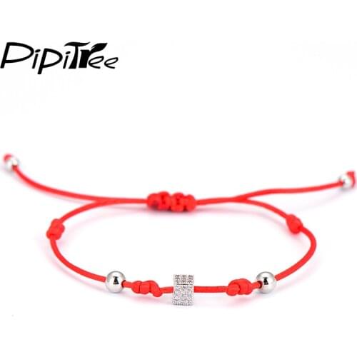 Charm Red String Handcrafted Macrame Bracelets Bangles Tiny Cube Micro Pave Shiny Zircon Bead Bracelet Woman Man Jewelry Hot