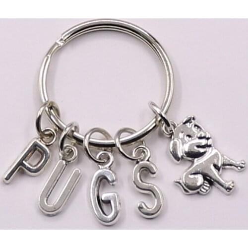 Pug Keyring, Dog Keychain, Pug Charms, Pug Owner Gift, Pug Stocking Filler, Puppy Stocking Stuffer, Pug Gifts, Dog Lover Gift