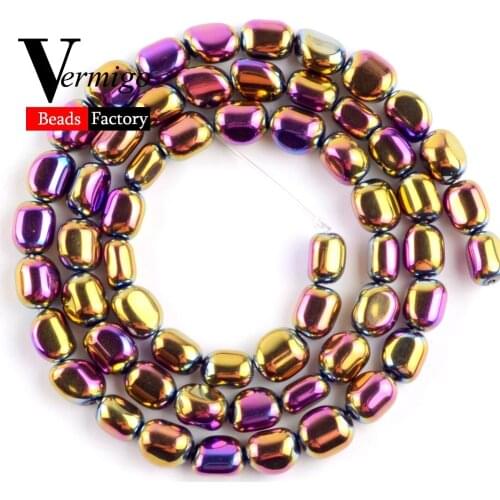 Natural Stone Multicolor Hematite Chips Beads Irregular Oval Shape Loose Beads For Jewelry Making 5-8mm Diy Bracelet 15"