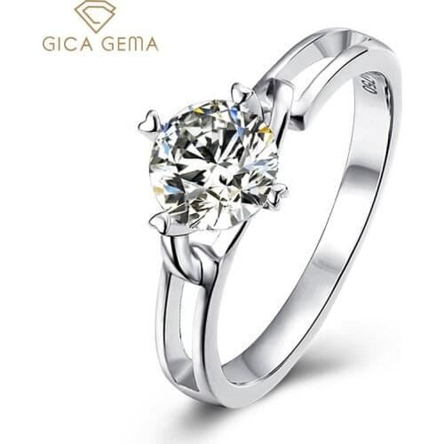 GICA GEMA Moissanite Rings For Women 1Ctw 925 Sterling Silver Round Engagement Diamond Party Gifts Fine Jewelry Hot Sale
