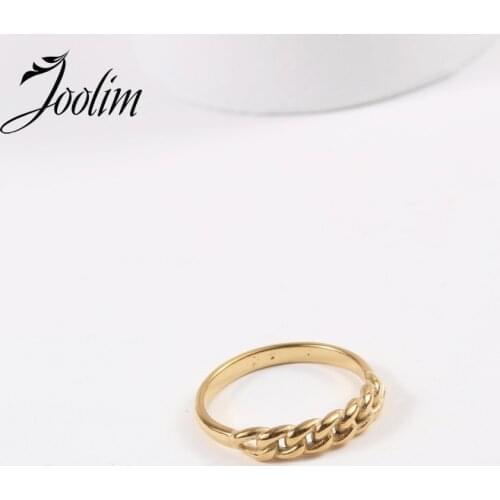 Joolim High End 18K Gold PVD Matte Rope Knit Chain Rings for Women Stainless Steel Jewelry Wholesale