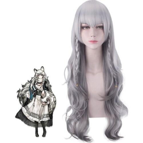 Game Arknights Pramanix Cosplay Wig 70cm long silver gray Heat Resistant Synthetic Hair Halloween party Carnival girls Wigs