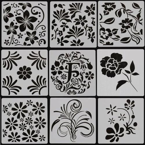 2pc Flower Graffiti Stencil DIY Walls Layering Painting Template Decoration Scrapbooking Embossing Album Supplies