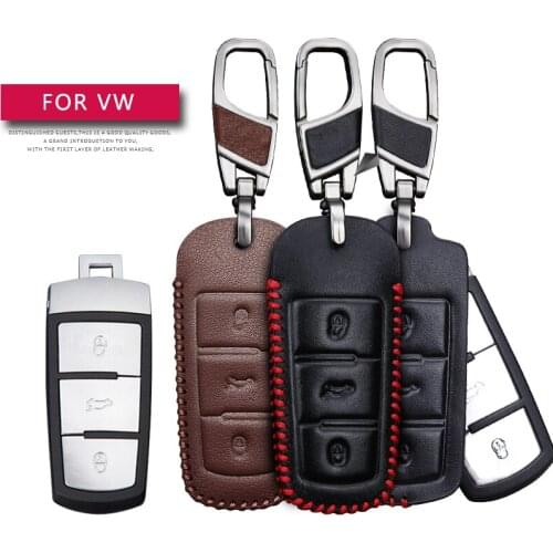 KUKAKEY Remote Smart Car Key Case For Volkswagen VW B8L B8 Passat CC Magotan A91 2015 2016 Leather Keychain Key Holder Cover Bag