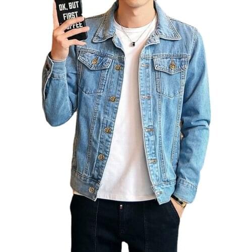 New Short Denim Jacket Men Fashion Button Up Coat Streetwear Hole Ripped Jean Jacket Hip Jacket Motorcycle Jacket Men Pockets