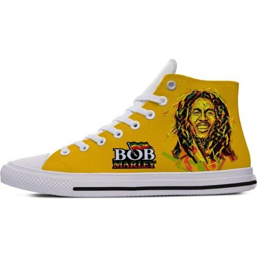 Legend Bob Marley Reggae music Novelty Design Lightweight High Top Canvas Shoes Men Women Casual Breathable Sneakers