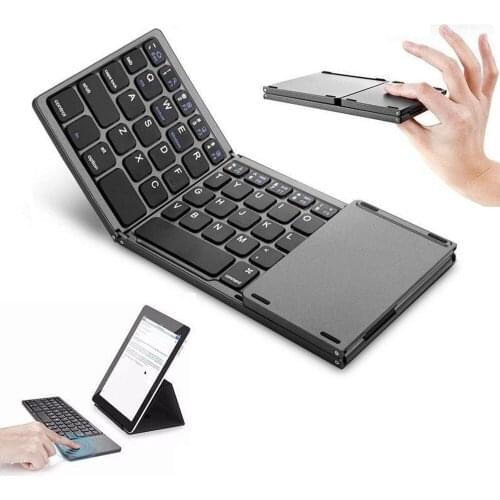 Mini Wireless Bluetooth Keyboard Rechargeable Foldable Keyboard with Touchpad Mouse for Android Windows PC Laptop Tablet