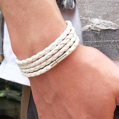 New 32 Style! 2019 Latest Popular Leather Bracelet For Men Charm Vintage Black White Bracelet Braided Bracelet Jewelry