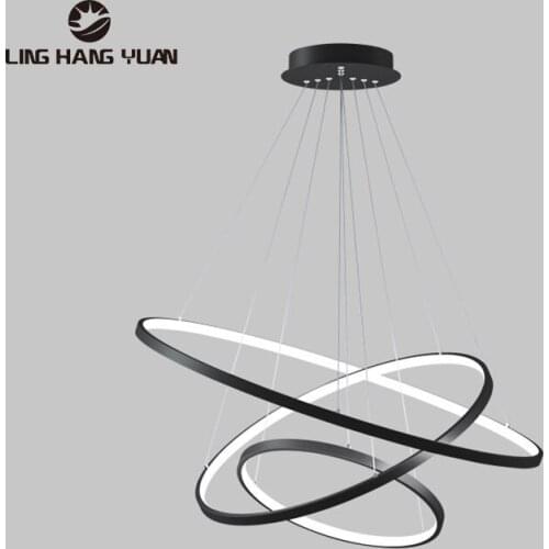 Indoor Lighting Modern Led Pendant Light Black&White 40 60 80cm Circle ceiling Pendant Lamp For Living room Bedroom Dining room