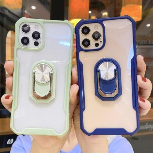 Luxury Transparent Ring bracket Case For Samsung Galaxy A01 A10S A20S A11 A21 A31 A81 A91 M30S M31S M51 J4 J6 PLUS A2 core